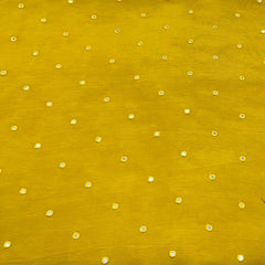 Haldi Yellow Mirrorwork Slub Silk Embroidery