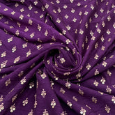 Purple Floral Butti Thread Sequins Slub Silk Embroidery