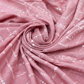 Onion Pink Zig Zag Mirrorwork Slub Silk Embroidery