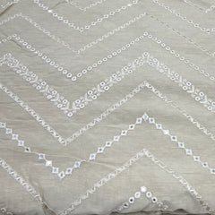 Onion Pink Zig Zag Mirrorwork Slub Silk Embroidery