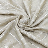 Onion Pink Zig Zag Mirrorwork Slub Silk Embroidery