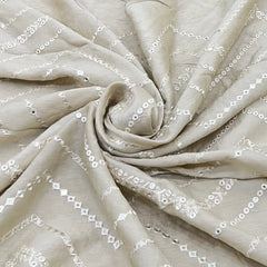 Onion Pink Zig Zag Mirrorwork Slub Silk Embroidery