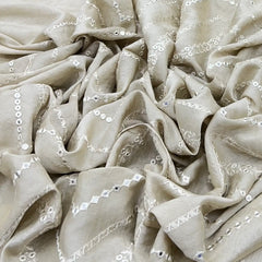 Onion Pink Zig Zag Mirrorwork Slub Silk Embroidery