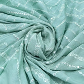 Sea Green Zig Zag Mirrorwork Slub Silk Embroidery