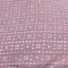 Pink Geometric Mirrorwork Slub Silk Embroidery