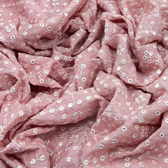 Pink Geometric Mirrorwork Slub Silk Embroidery