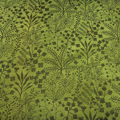 Olive Green Floral Jal Thread Slub Silk Embroidery
