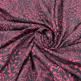 Black Maroon Floral Jal Thread Slub Silk Embroidery