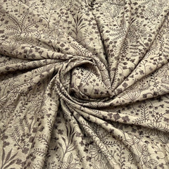 Mouse Grey Brown Floral Jal Thread Slub Silk Embroidery
