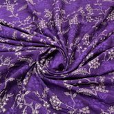Purple Floral Jal Zari Thread Slub Silk Embroidery