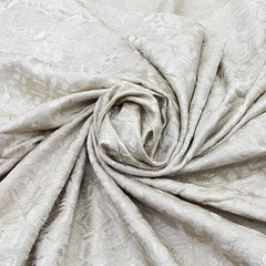 Light Beige Floral Thread Slub Satin Embroidery