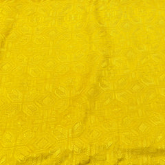 Yellow Floral Thread Slub Satin Embroidery