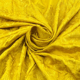 Yellow Floral Thread Slub Satin Embroidery