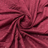 Maroon Geometric Thread Sequins Slub Satin Embroidery