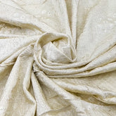 Cream Geometric Thread Sequins Slub Satin Embroidery