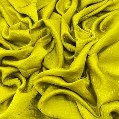 Lime Green Geometric Thread Slub Satin Embroidery