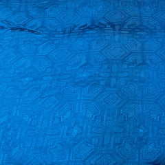 Cobalt Blue Floral Thread Slub Satin Embroidery