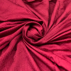 Maroon Red Geometric Thread Slub Satin Embroidery