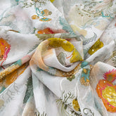 White Multicolor Floral Crepe Printed Sequins Embroidery