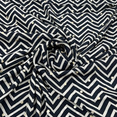 Black White Zig Zag Crepe Printed Sequins Embroidery