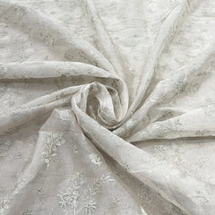 Silver Floral Jal Zari Tissue Embroidery