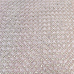 Light Peach Checks Sequins & Thread Organza Embroidery