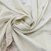 Light Gold Floral Butta Sequins & Cut Dana Tissue Embroidery