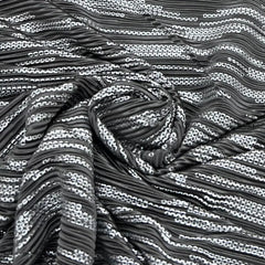 Black Silver Dotted Pleated Satin Foil