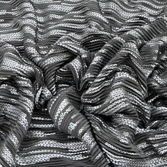 Black Silver Dotted Pleated Satin Foil