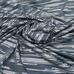 Grey Silver Dotted Pleated Satin Foil