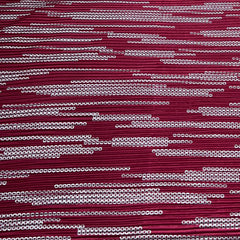Maroon Silver Dotted Pleated Satin Foil