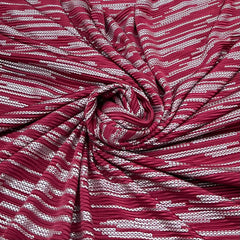 Maroon Silver Dotted Pleated Satin Foil