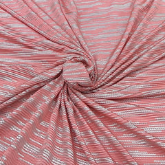 Peach Silver Dotted Pleated Satin Foil