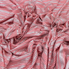 Peach Silver Dotted Pleated Satin Foil