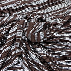 Coffee Brown Silver Dotted Pleated Satin Foil