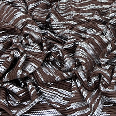 Coffee Brown Silver Dotted Pleated Satin Foil
