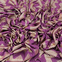 Purple Gold Zig Zag Pleated Satin Foil