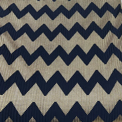 Navy Blue Gold Zig Zag Pleated Satin Foil