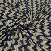 Navy Blue Gold Zig Zag Pleated Satin Foil