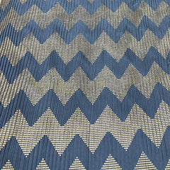 Light Cobalt Gold Zig Zag Pleated Satin Foil