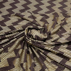 Coffee Brown Gold Zig Zag Pleated Satin Foil