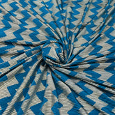 Blue Gold Zig Zag Pleated Satin Foil