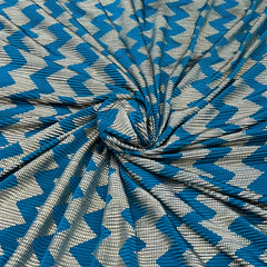 Blue Gold Zig Zag Pleated Satin Foil