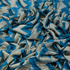 Blue Gold Zig Zag Pleated Satin Foil