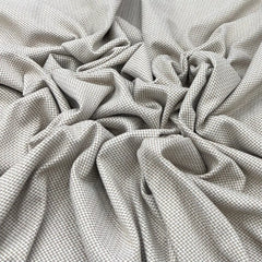 Beige White Checks Knitted Tweed Jacquard