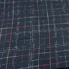 Black Multi Checks Acrylic Yarn Woven Tweed