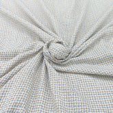 Blue Beige White Checks Acrylic Yarn Woven Tweed