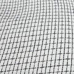 White Black Checks Acrylic Yarn Woven Tweed