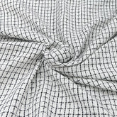 White Black Checks Acrylic Yarn Woven Tweed