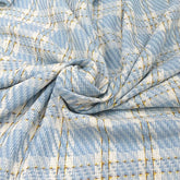 Blue White Checks Acrylic Yarn Woven Tweed
